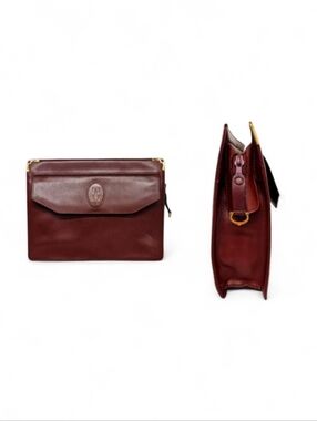 Cartier Must De Front Snap Clutch in Burgundy Calfskin Leather